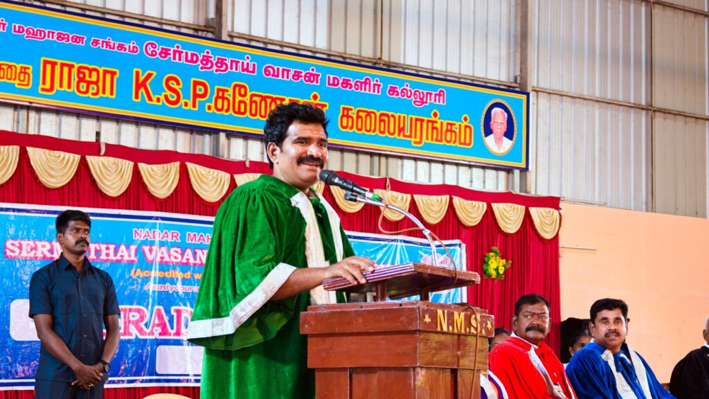 CTR Nirmal Kumar attends the convocation ceremony at Chermathai Vasan Women's College and congratulates graduating students