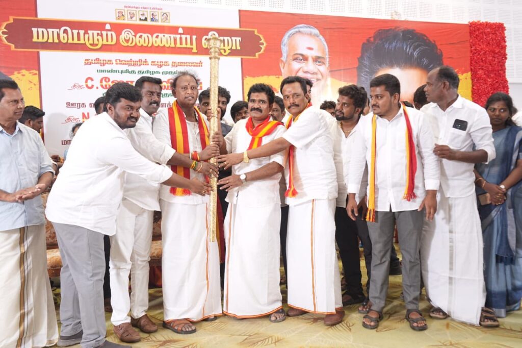 CTR Nirmal Kumar participating in the Theni district executives consultation meeting and party joining event at Andipatti